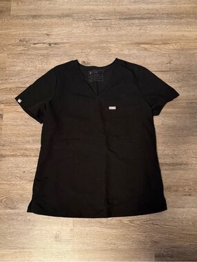 FIGS Black V-Neck Medical Scrub Top